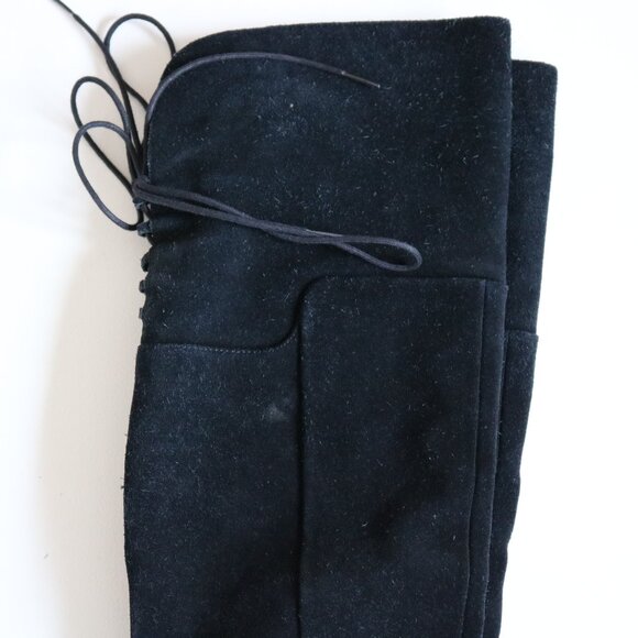 Tall Black Heeled Suede Boots - Picture 2 of 4